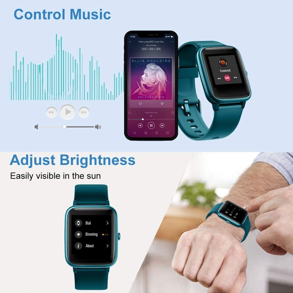 YTDZ Smartwatch Fitness Tracker GPS Integrato, Orologio Sportivo Intelligente con Cardiofrequenzimetro, Monitoraggio del Sonno, Notifiche SNS, Impermeabile IP68 (Verde)