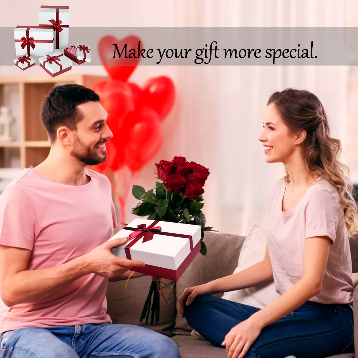 Eerbaier Gift Boxes with Lids for Presents, Set of 5 Boxes for Gfits, Luxury Gift Boxes with Ribbon for All Occasions