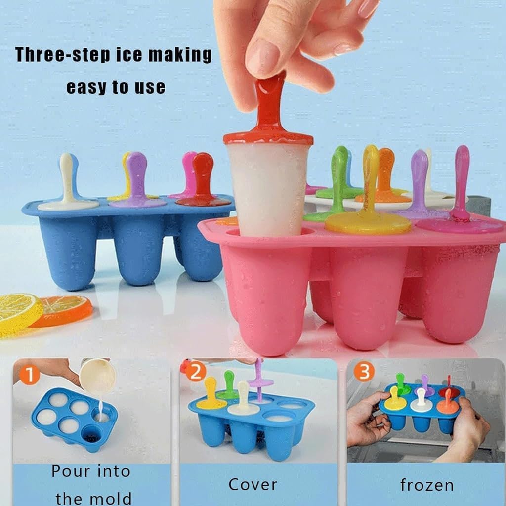 Le moule de glace, Moule à glace Popsicle avec couvercle en Silicone sans BPA multicolore(C)