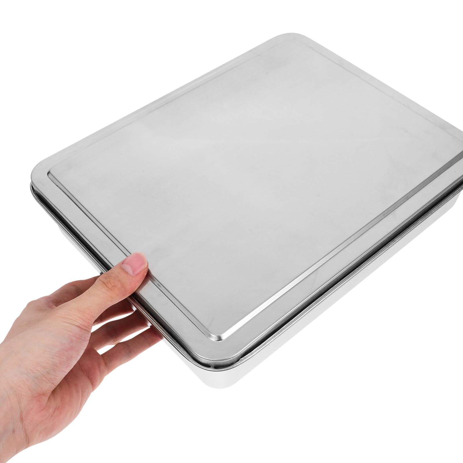 Caja Para Tiramisú y Pasteles Molde Rectangular Bandeja De Acero Inox Con Tapa Antiadherente Para Hornear
