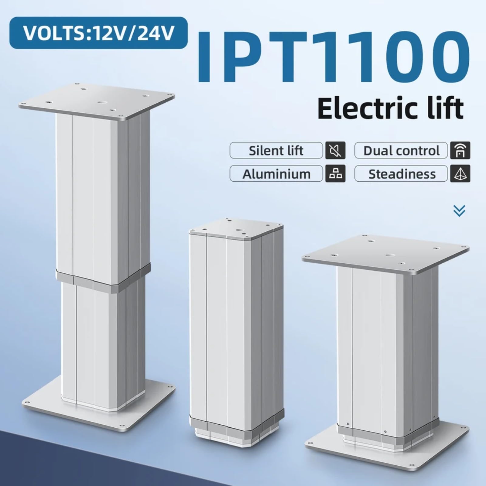 24VDC Höhenverstellbare Hebe Säule 100mm Lauflänge Großer Schub Last(2250N 4MM per S; 24V No controller)