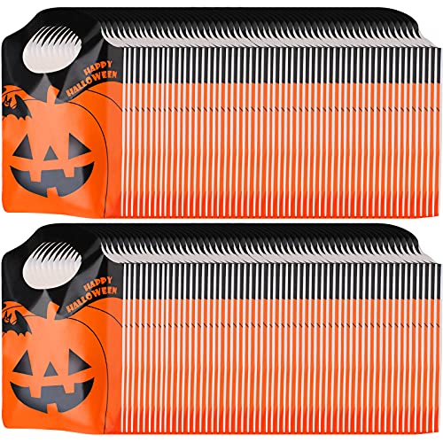 Halloween Tote Bags Jack-O-Lantern Pumpkin Candy Bags Trick or Treat Goody Bags for Halloween Party Favors Supplies (200)