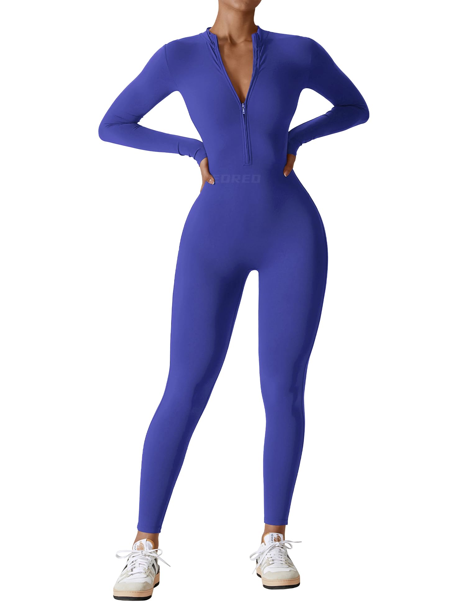 Women Workout Jumpsuit Zip Up Romper