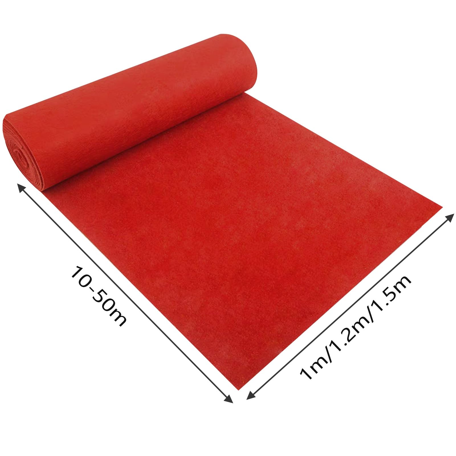 Roter Hochzeitsgang-Teppich, 10 m, rutschfeste Braut-Gehweg-Teppiche für Hochzeiten, Partys, Kirchen, Outdoor-Stranddekorationen 2 mm dick, roter Gangläufer aus neuartigem Polyestergewebe, schneidbar