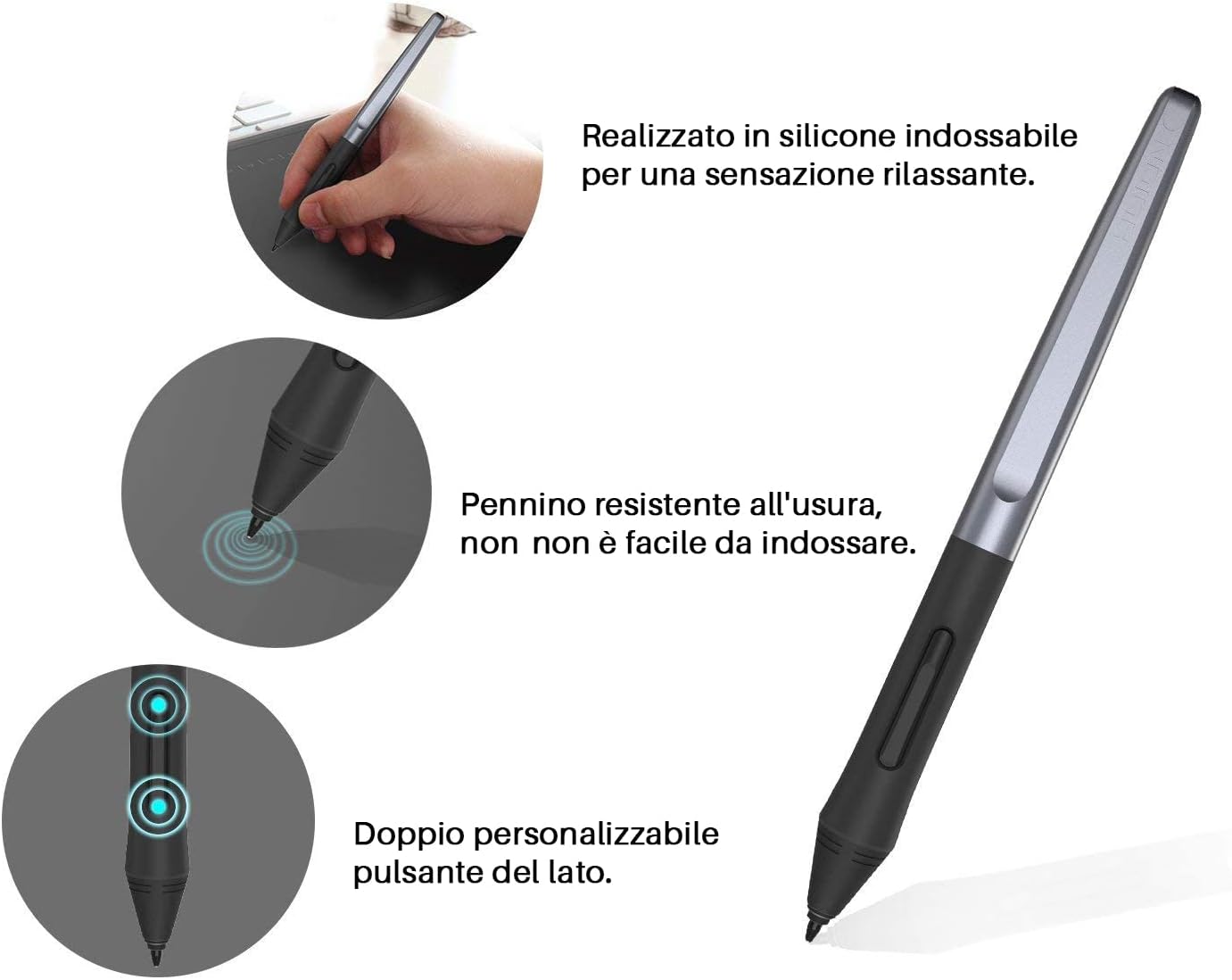 Huion Inspiroy H640P Tavoletta grafica con penna senza batteria, 8192 livelli di pressione penna 8 tasti Express e 1 tavoletta grafica digitale con supporto penna supporta Windows, Mac e Android. 6.3 x 3.9 pollici - Immagine 5