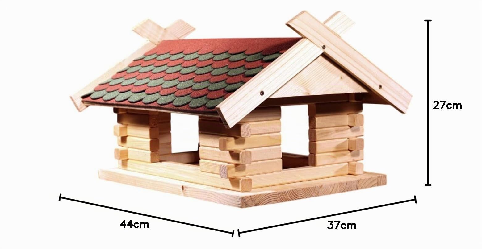 Vogelhaus Bausatz Herbstlaub Fichtenholz Manufaktur Martinshof Schindeln 23.213" L45 B40 H28cm Futterhaus. Garten. Herbst. Futterplatz. Fütterung Outdoor. Holz
