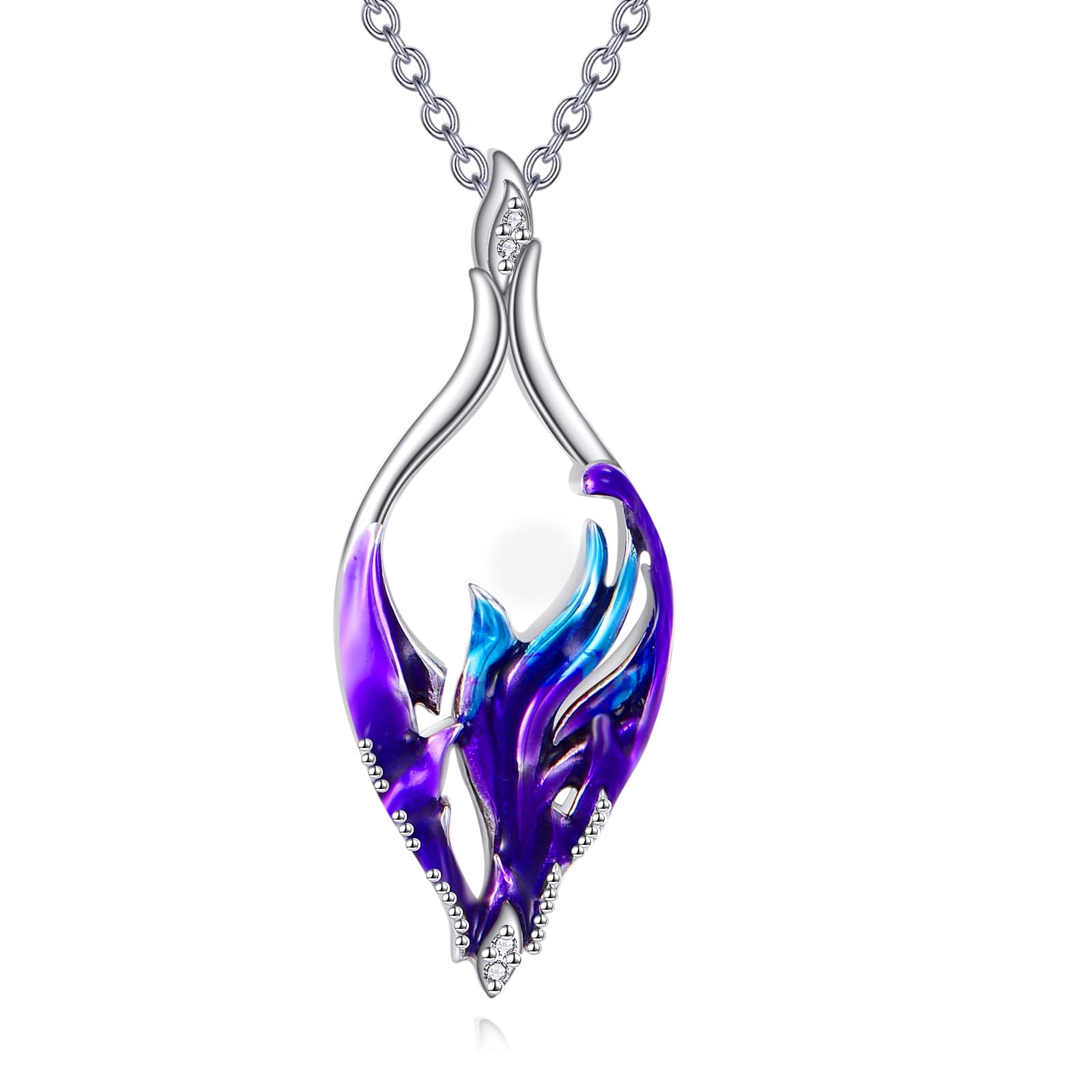 YAFEINI Collar de piedra lunar para mujer, plata de ley 925, colgante de fénix, piedra lunar, regalo para mujeres y niñas