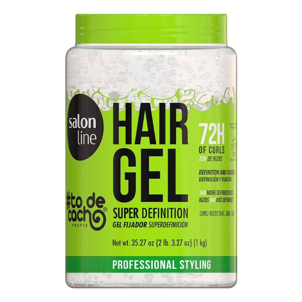 Salon Line, Curly Hair Gel, Gelatin for Hair Super Definition, Vegan – Wavy, Curly & Coily Hair, 35,27 Oz