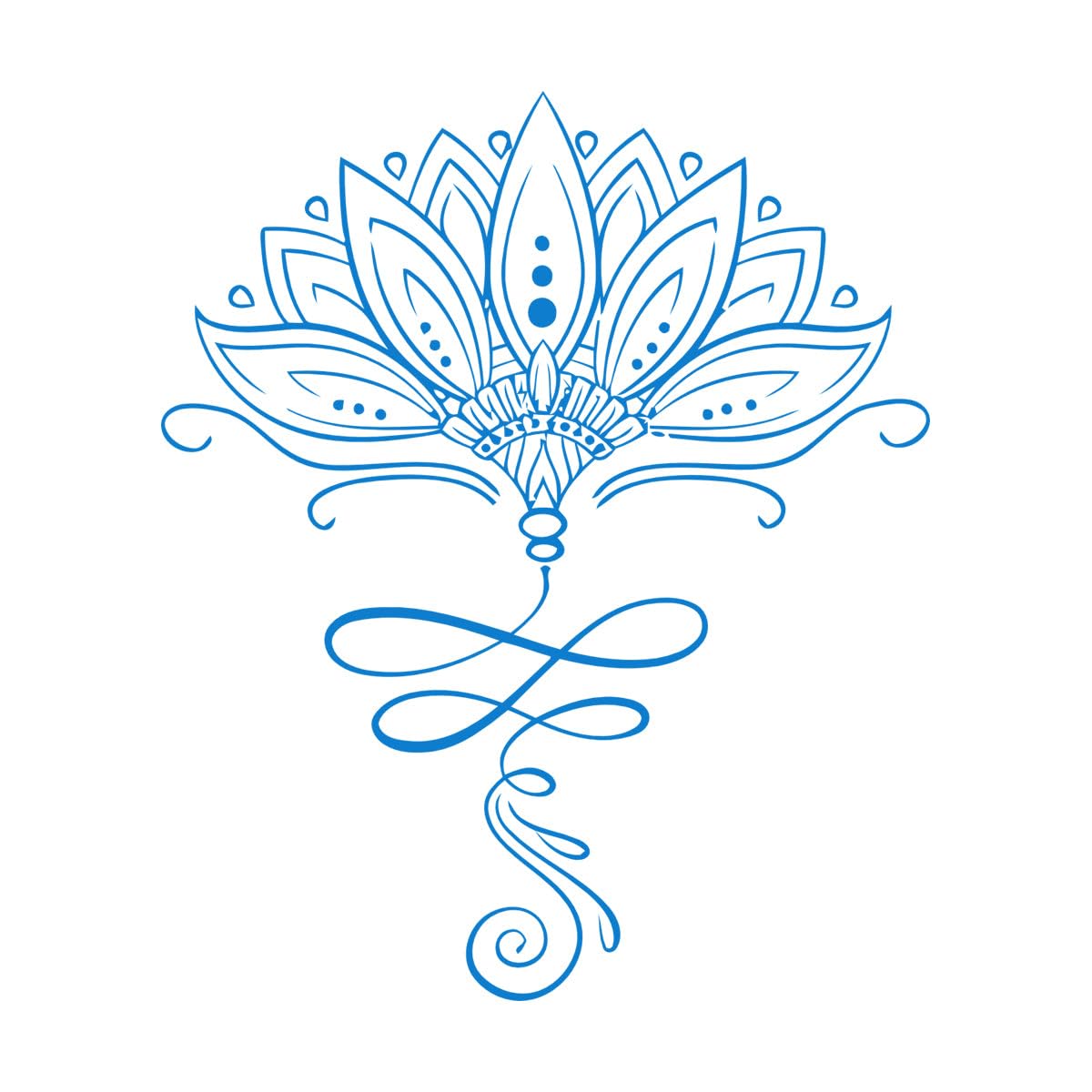 Vinyl Art Sticker Lotus Flower Ornament Yoga Studio 36x43.2cm Can Modify and add Information Small Blue