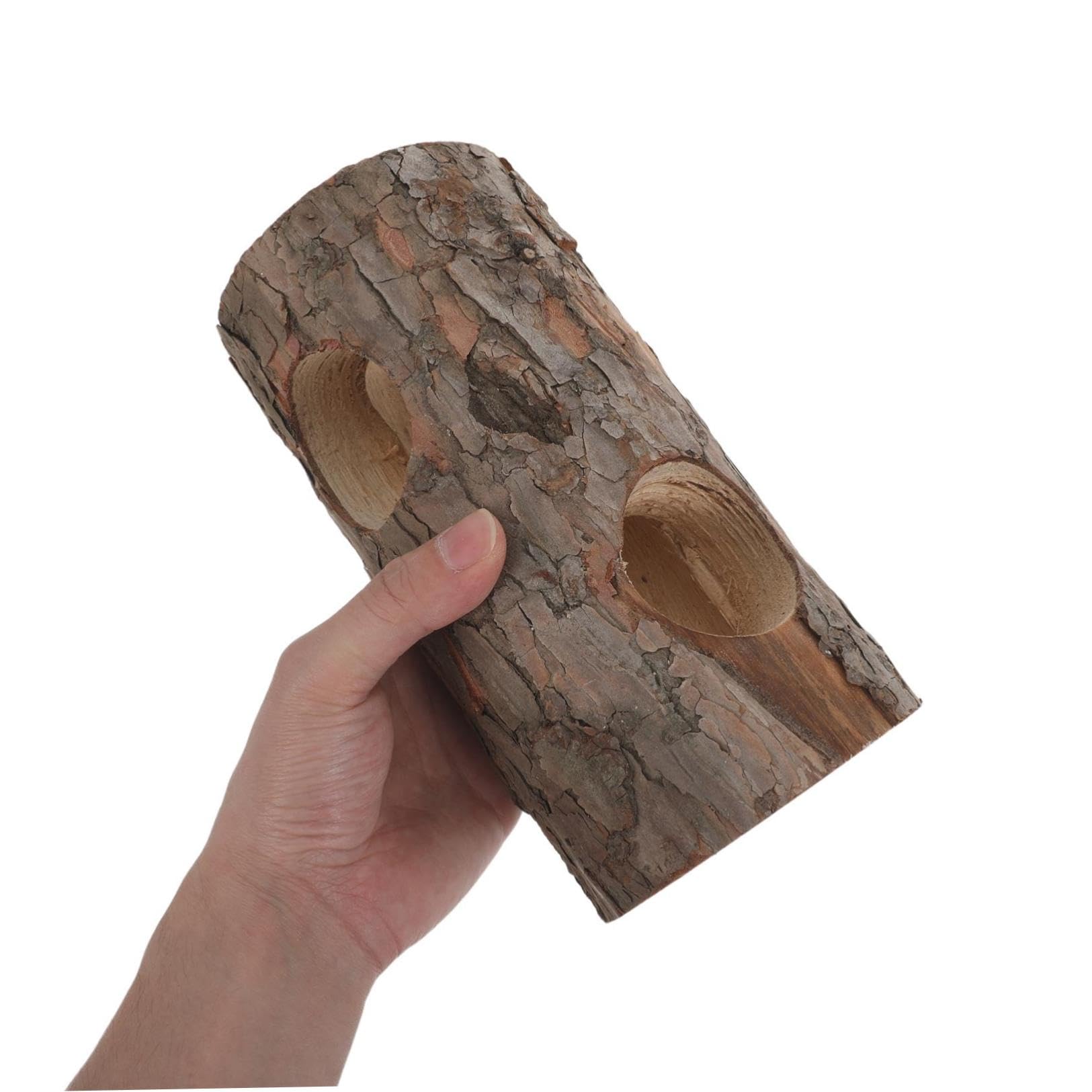 Genérico Cueva Escondite para Reptiles y Peces en Madera de Pino Natural, Tronco Hueco de 20 Cm de Ancho y 7 Cm de Alto, Superficie Lisa y Fácil Mantenimiento para Terrarios y Acuarios
