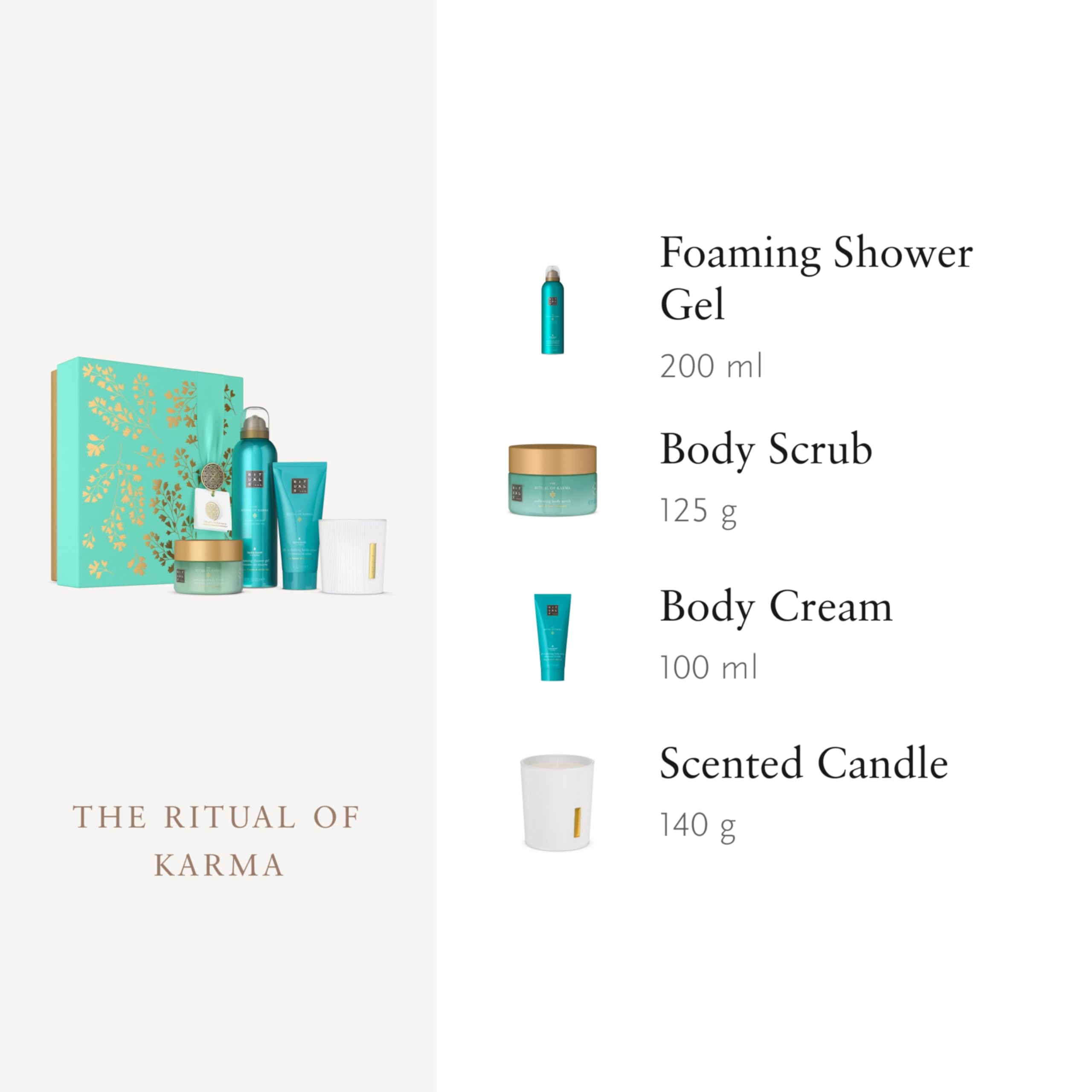 RITUALS Cofanetto regalo donna The Ritual of Karma, Medium – Set regalo donna con prodotti per la cura del corpo arricchiti con loto sacro e tè bianco – Set bagno con prodotti lenitivi e aroma floreal