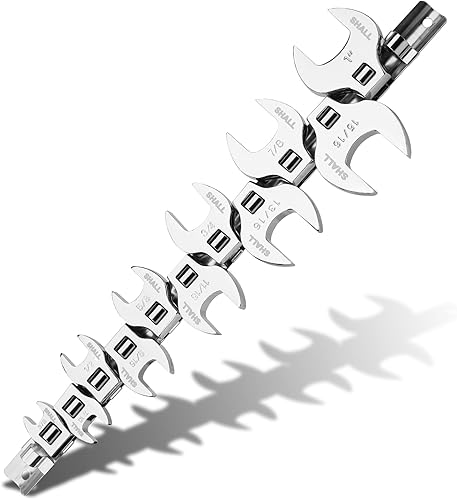 SHALL Juego de llaves de pie de cuervo de 38 pulgadas, juego de llaves SAE de 11 piezas con organizador de clip, 38"-1", herramientas para