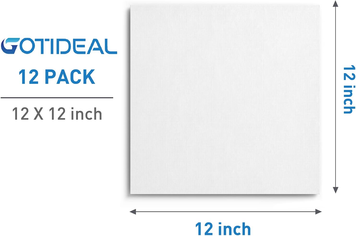 GOTIDEAL Canvases for Painting, 12x12 inch of 12, Professional Primed White Blank Flat Canvas Panels- 100% Cotton Artist Canvas Boards for Acrylics Painting, Oil Watercolor Tempera - Image 2
