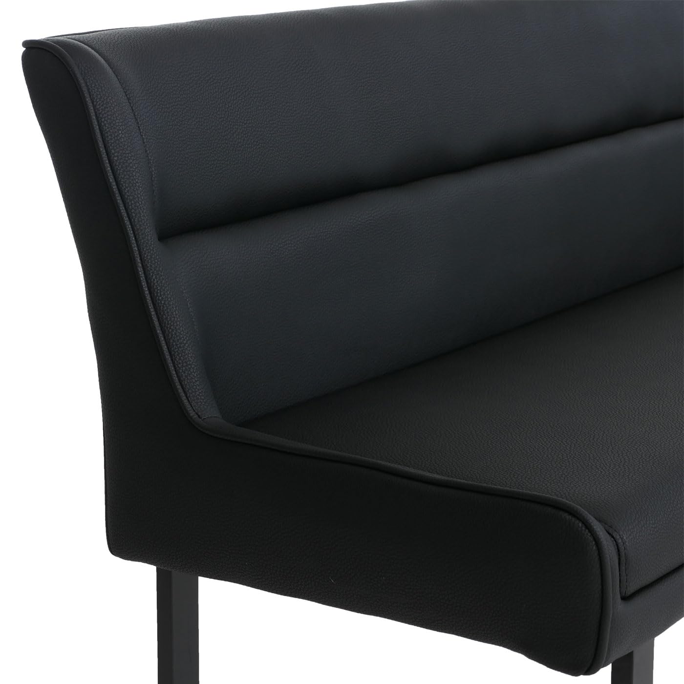 Eckbank HWC-O81, Esszimmerbank Bank, Kunstleder Metall 209x158cm - schwarz