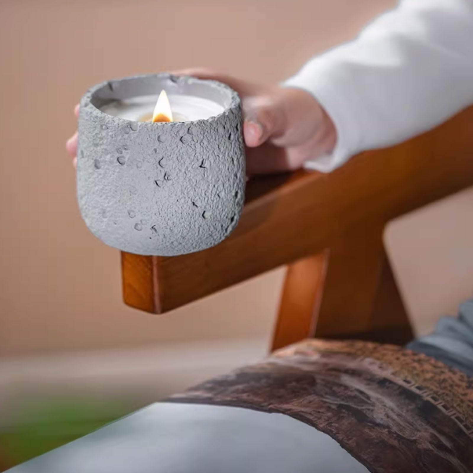 Compacto Velas de cera de soja, velas perfumadas redondas modernas, vela de aromaterapia reutilizable, decoración elegante for el hogar de larga duración no es picante(Groen)