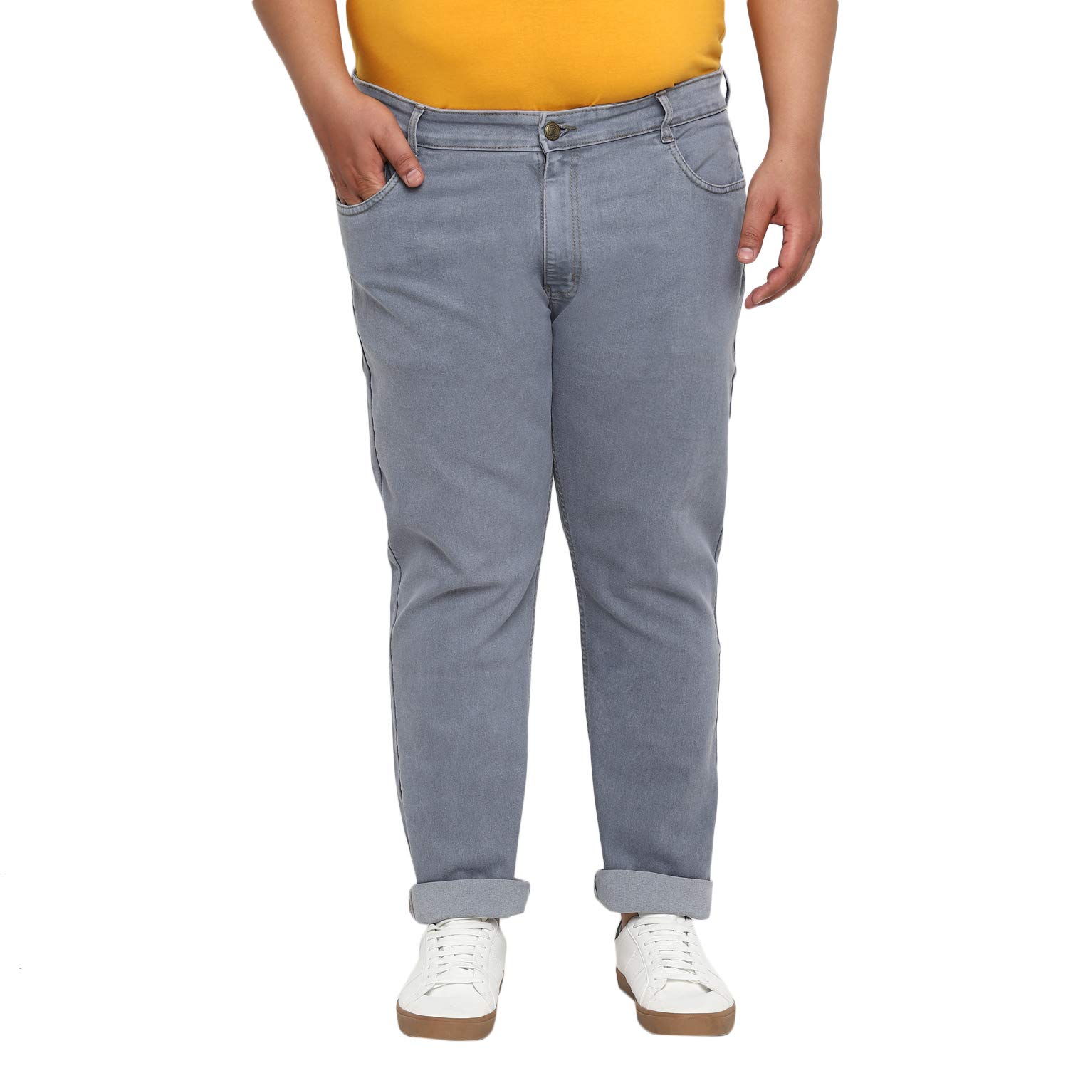 Urbano PlusMen's Regular Fit Mid Rise Solid Jeans Stretchable