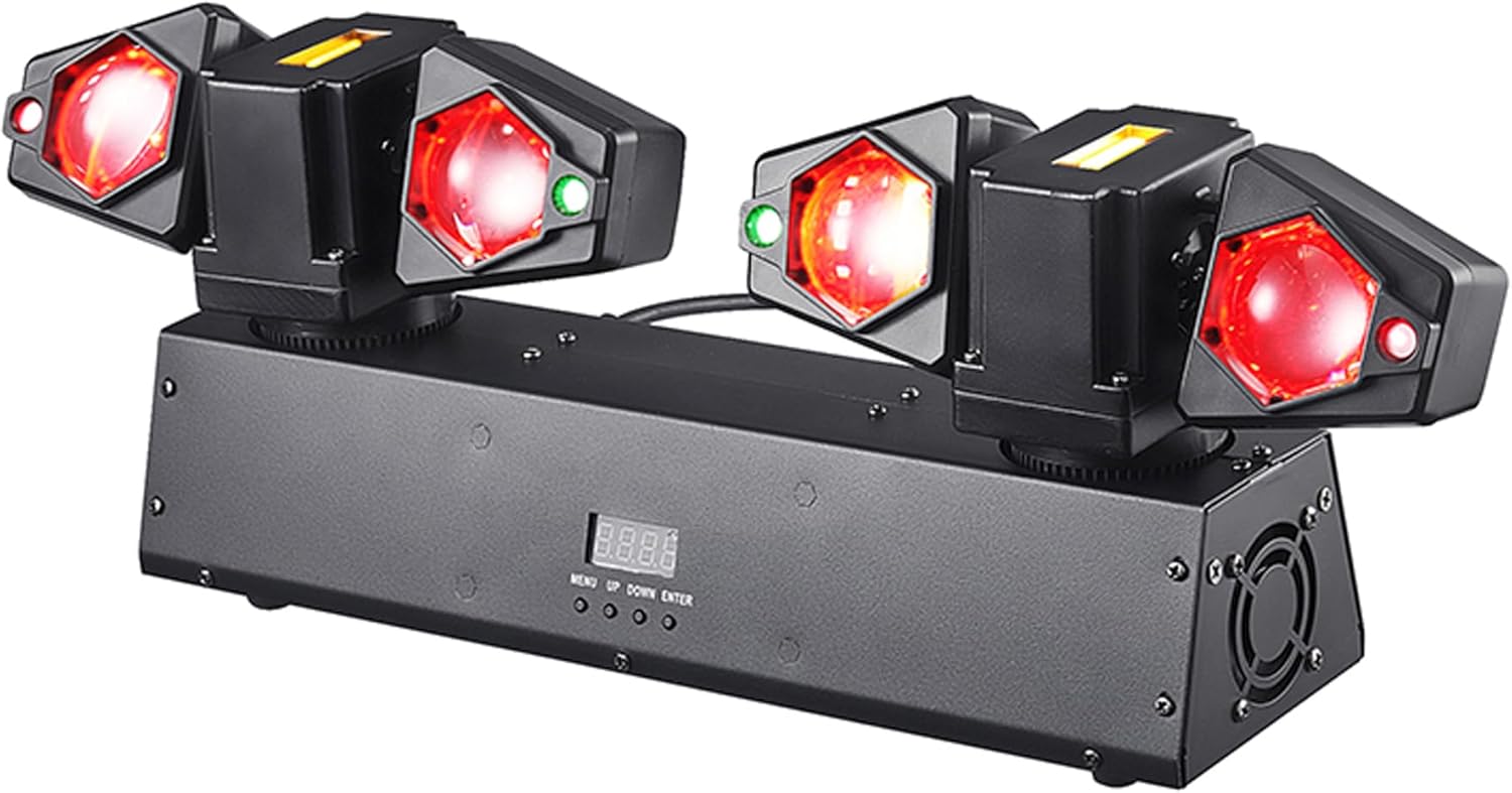 JUNMAN Two Arm Four Head Led Beam Moving Head Light DJ Disco Stage Lights DMX512 13/23 Channels for Wedding Party Event Lighting Show