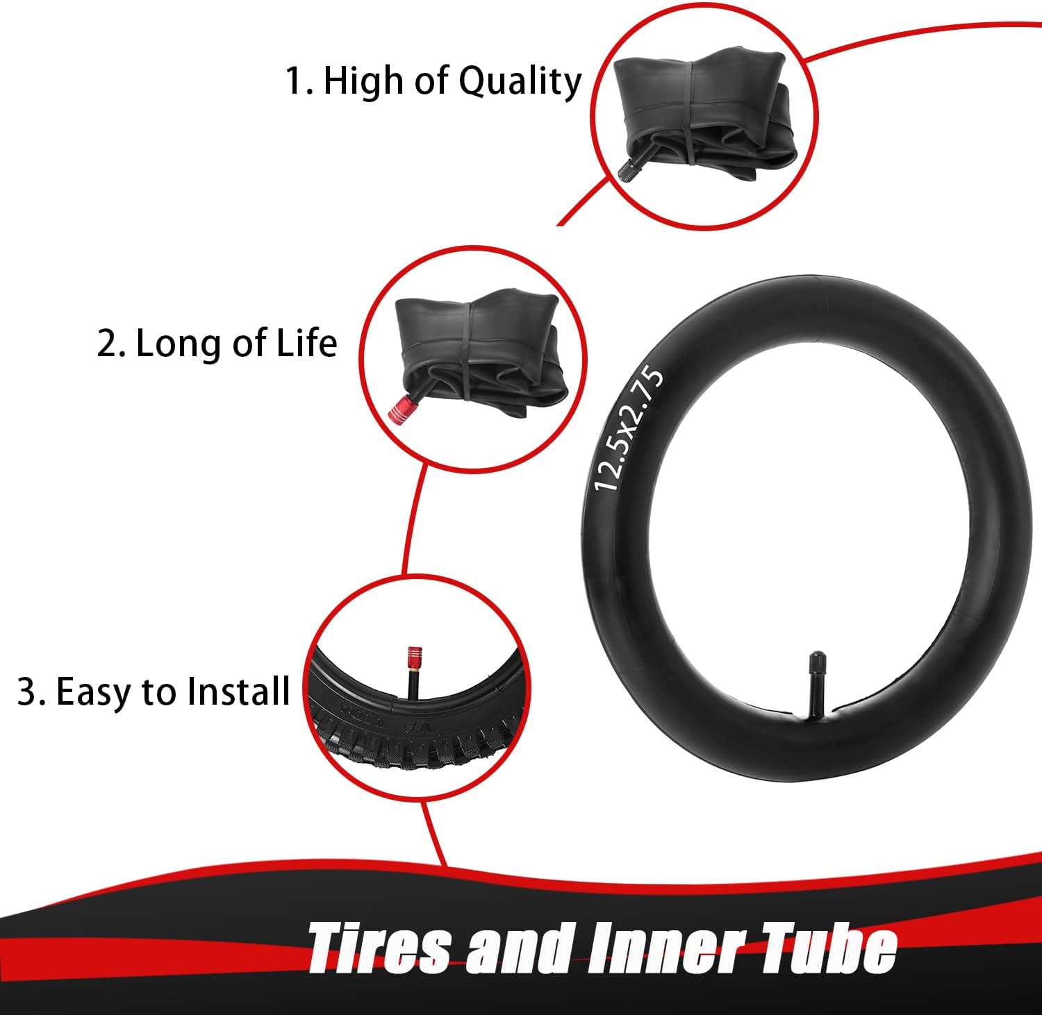 KAMIER 12.5x2.75 (12-1/2x2.75) Tires and Inner Tube Set for Razor Electric MX350 MX400 ZR350 SX350 Dirt Bike E-zip E500 E750 X-Treme X-560 Kids Scooter Mini Dirt Bike 12.5x2.5 Tire Tube Parts (2 Pack)