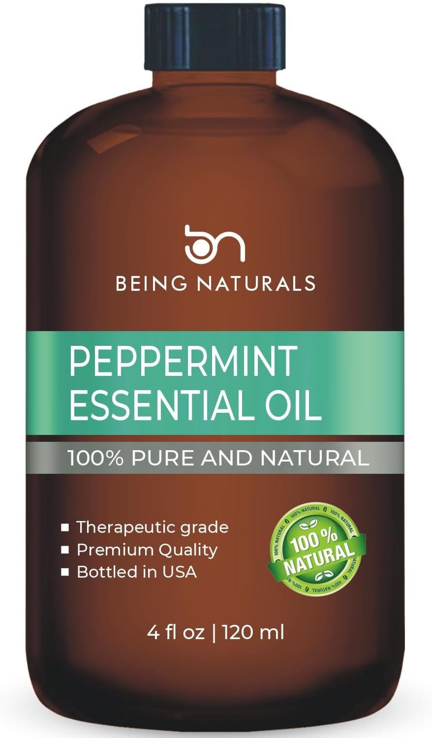 Peppermint Essential Oil – Huge 4 FL OZ – 100% Pure & Natural – Premium Natural Oil with Glass Dropper (Peppermint Oil)