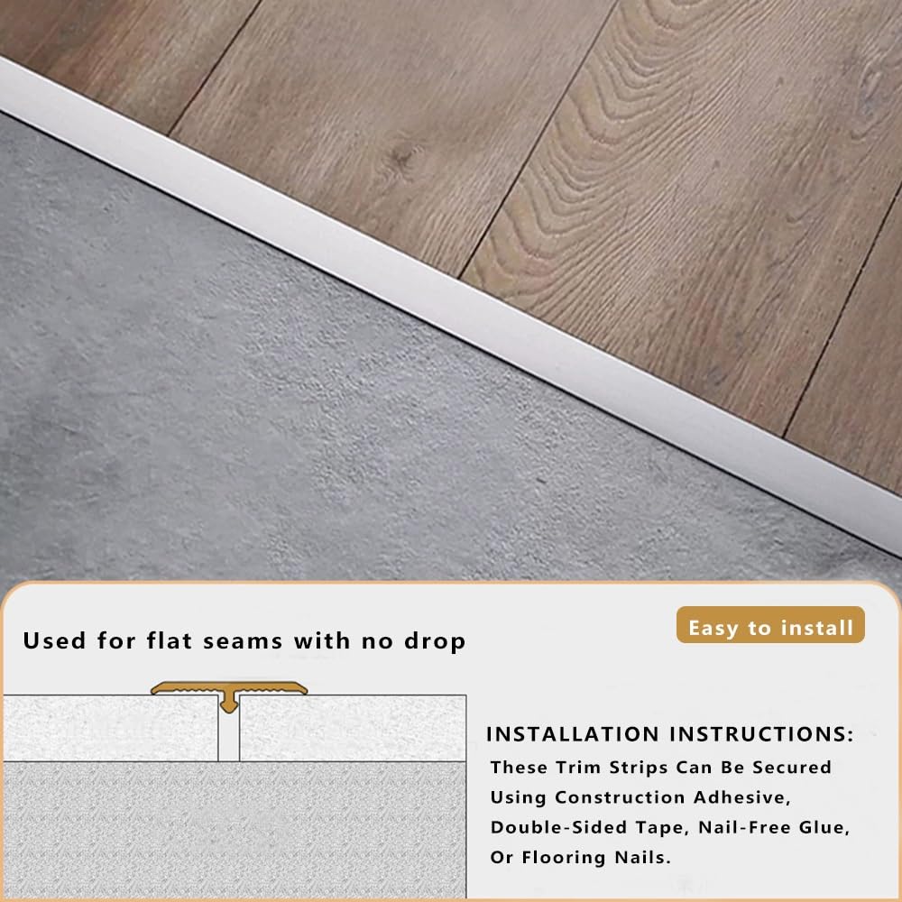 Générique Bande de Transition en T pour Sol Jointure en Aluminium Moquette Seuil Carrelage 3 Pièces 90 cm de Long (Doré 4 cm X 270 cm (3 X 90 cm))