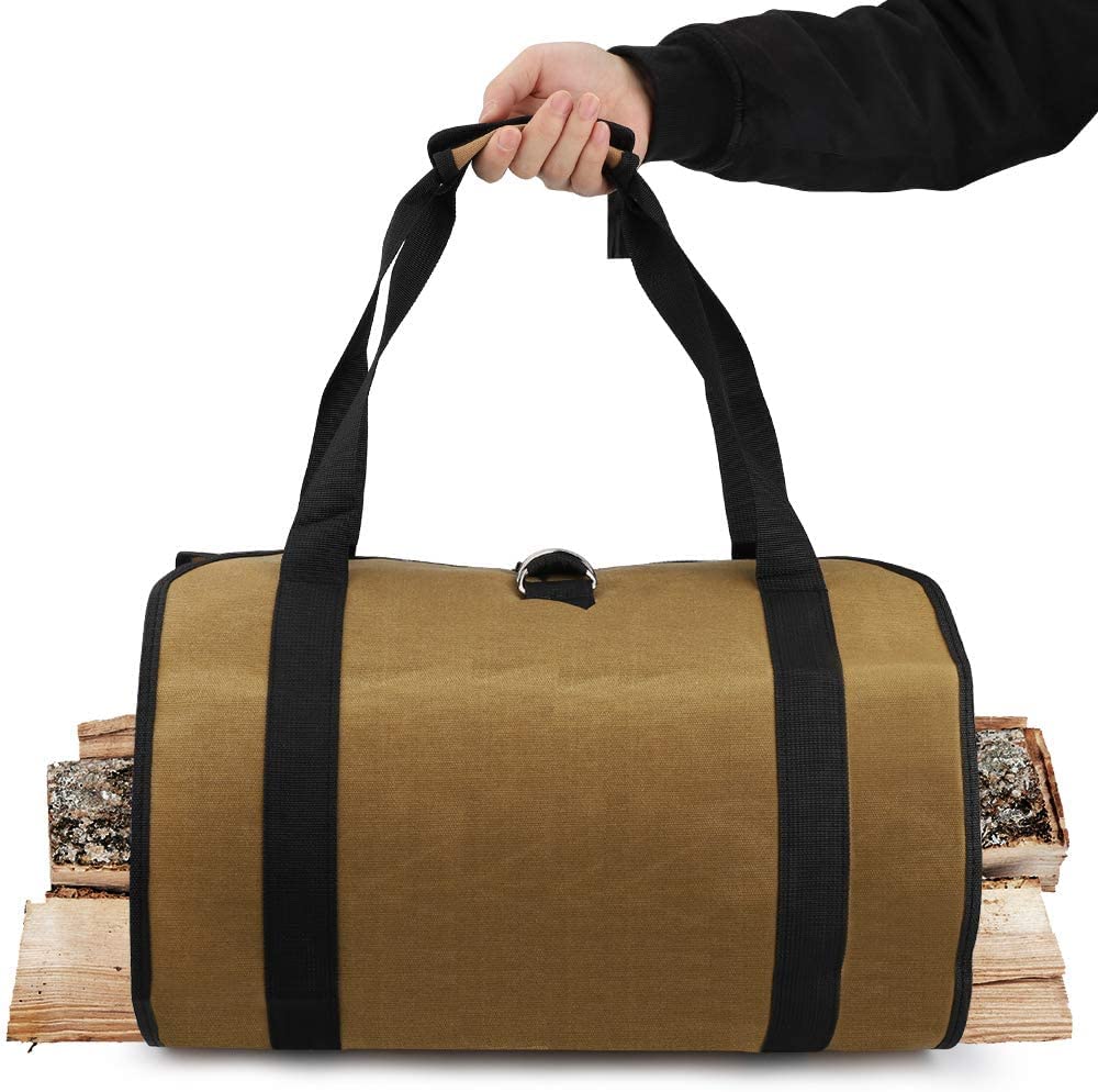 Borsa Per Legna Da Ardere In Tela 98x49 Cm - Portatronchi Per Camino, Con Maniglie Robuste