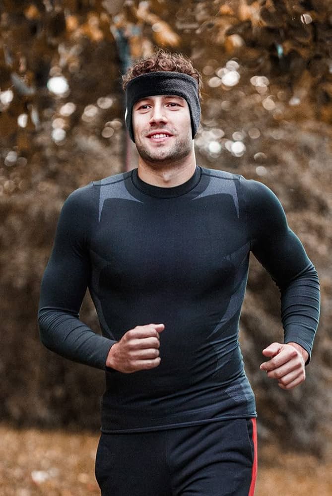 Winter Sports Headband Ear Warmer Stretchy Knit Fleece Lined