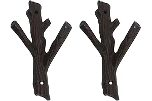 Ogrmar Decorative Vintage Industrial Towel Hooks, 2 Pcs Cast Iron Wall Hooks