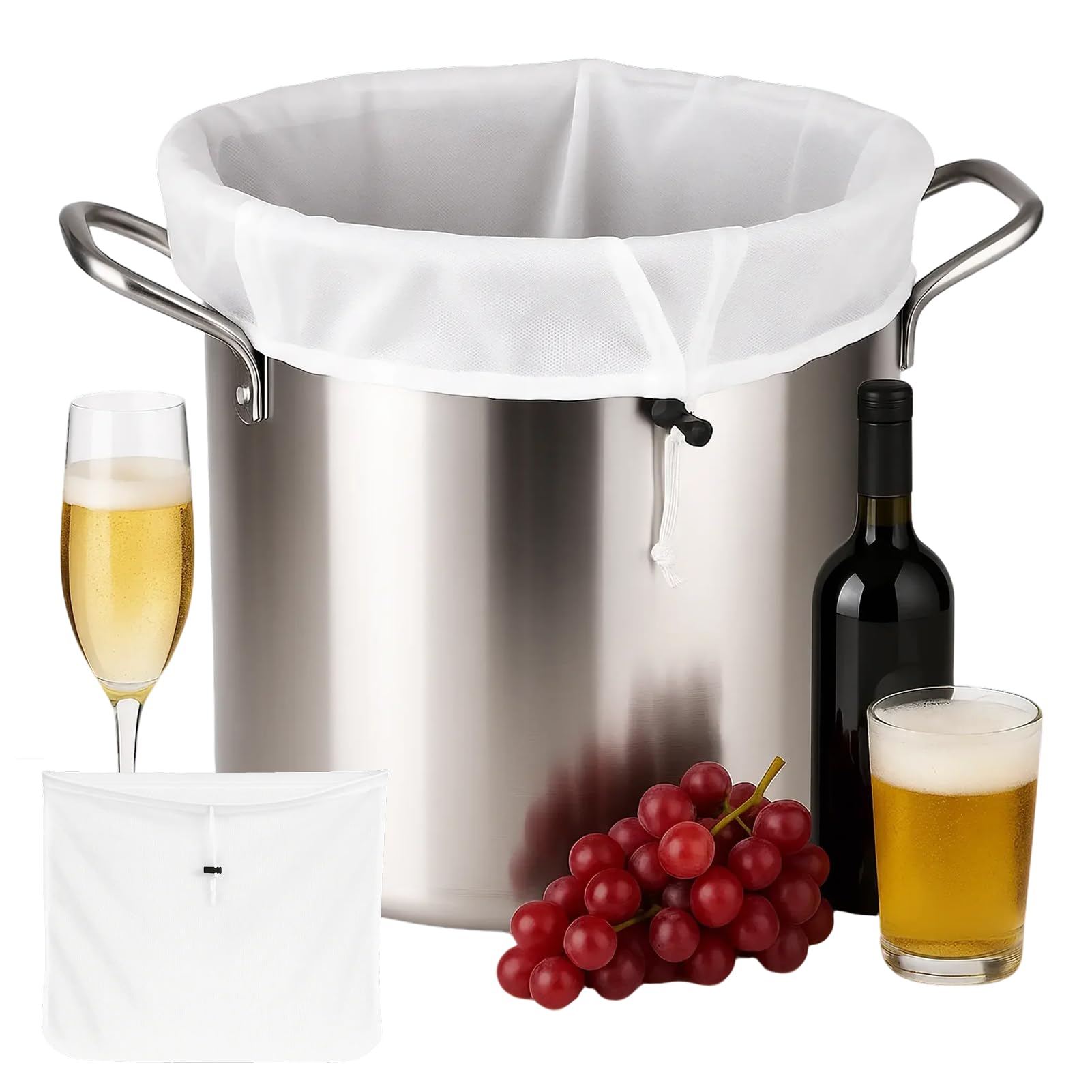 Filtro de Cocina Reutilizables 40x46cm, Colador de Cerveza Malla Cerveza, Vino, Leche Vegetal, Yogurt, Mermeladas, Colador de Tela para Filtrar Jugos, Queso, Garbanzos y Más
