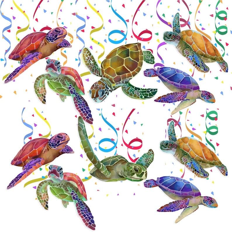 Turtle Streamers 10 Pcs – Sea Turtle Hanging Swirls Decorations for Ocean Birthday Party, Baby Shower, and Under the Sea Themed Supplies image 4