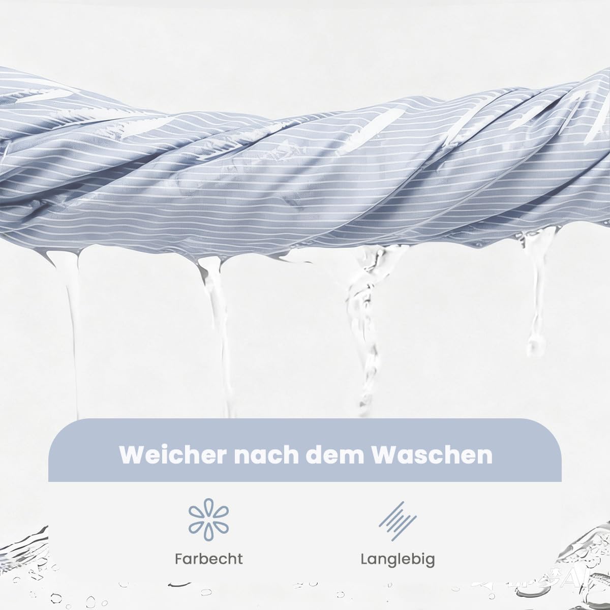 Lanqinglv Bettwäsche 200x220 Baumwolle Gestreift Blau,100% Renforce Baumwolle Bettwäsche Set mit Reißverschluss,ÖKO-TEX Bettwäsche für Allergiker Geeignet,1 Bettbezug & 2 Kissenbezug 80x80 cm