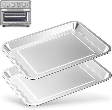 Stainless Steel Baking Tray Pan Replacement Compatible with Cuisinart Airfryer TOA-060 and TOA-0652 PCS Tray Pan, Silver