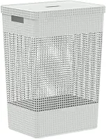 Ou Cesto de Roupas com Tampa 49L Branco Linha Grid