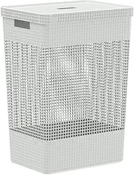 Ou Cesto de Roupas com Tampa 49L Branco Linha Grid