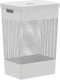 Ou Cesto de Roupas com Tampa 49L Branco Linha Grid