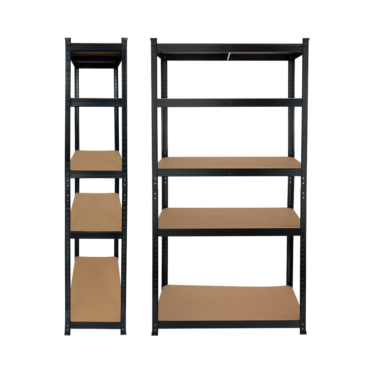 7H Seven House - Estantería Modular Almacenaje (Pack 2), Acero y MDF Antihumedad, Hogar, Trastero, Garaje, 5 Baldas Ajustables, Carga Máx. 875Kg, 90x40x180cm (Largo x Ancho x Alto), Color Negro