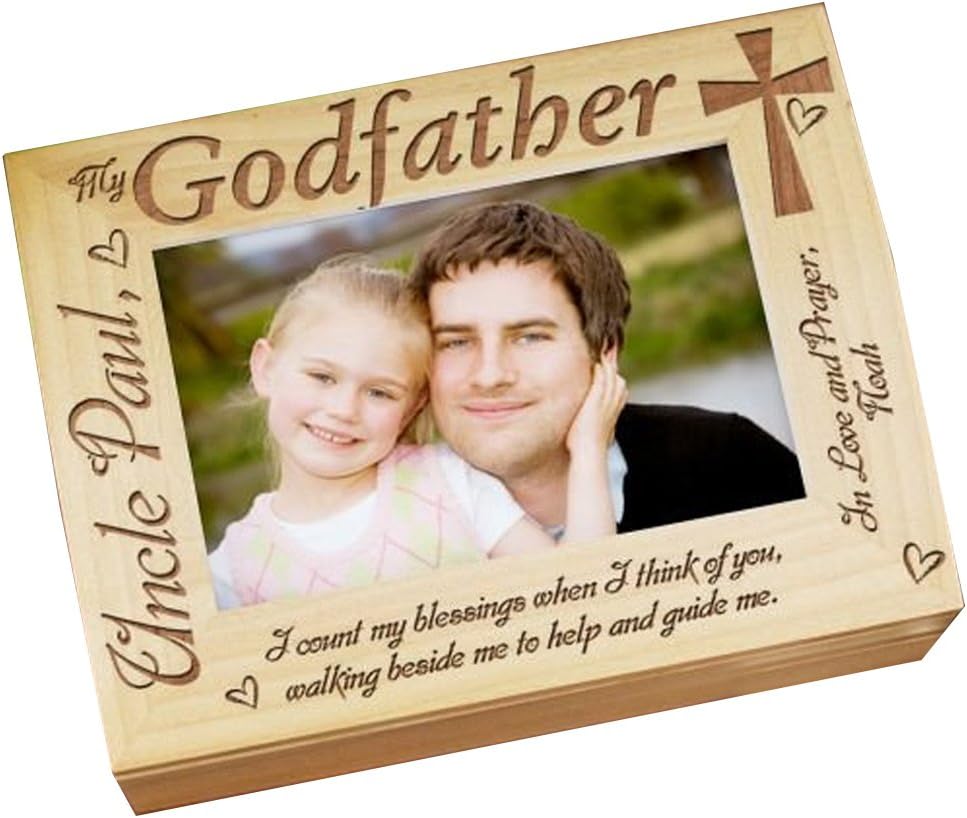 GiftsForYouNow Godparent Personalized Photo Keepsake Box, Wood, Godfather