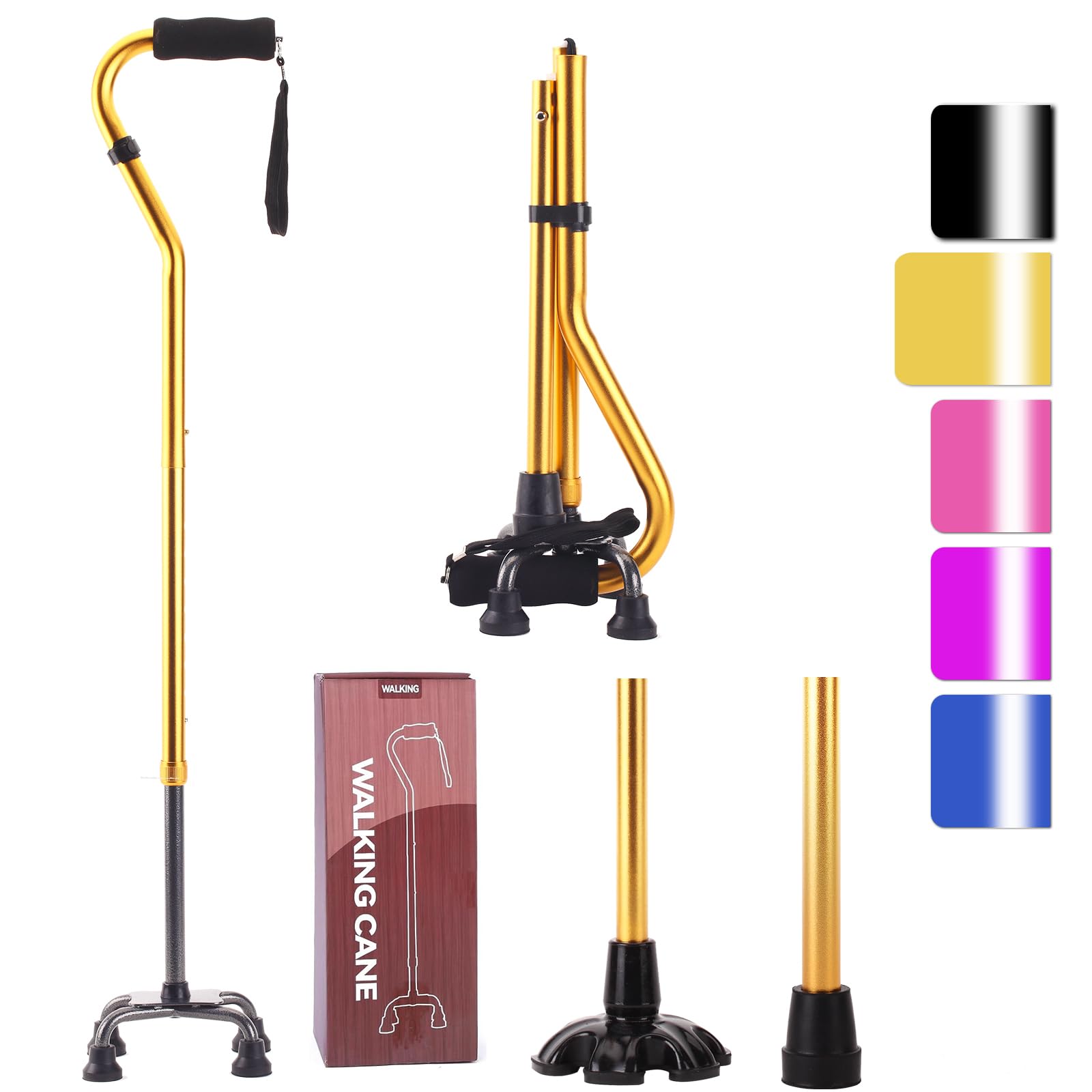 LIXIANGWalking Cane 3 in1 - Adjustable Lightweight Walking Sticks from 29-37 Inches,Balancing Mobility Aid for Men and Women