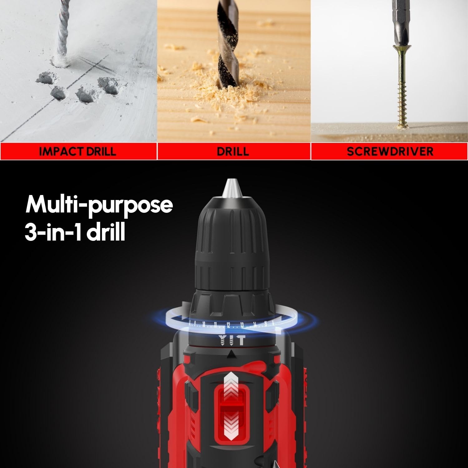 Casals - Taladro Atornillador Electrico 12V | 1400 RPM | 2 Baterías | 1500mAh Batería Larga Duración | 18+1 Posiciones | 9 Brocas + 9 Llaves + 4 Puntas + Eje Flexible + Adaptador Hexagonal + Maletín