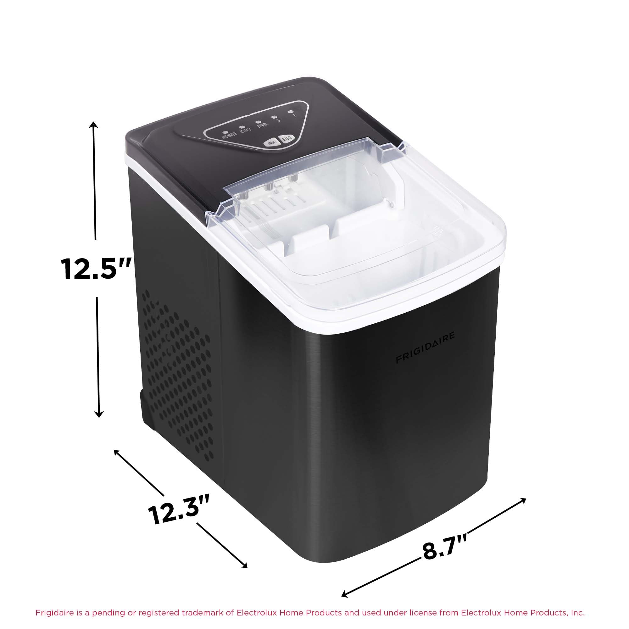 Frigidaire Efic123-Ssblack Compact Countertop Ice Maker, 26lbs Of Ice Per Day, Black Stainless on Fridge.com - View 5