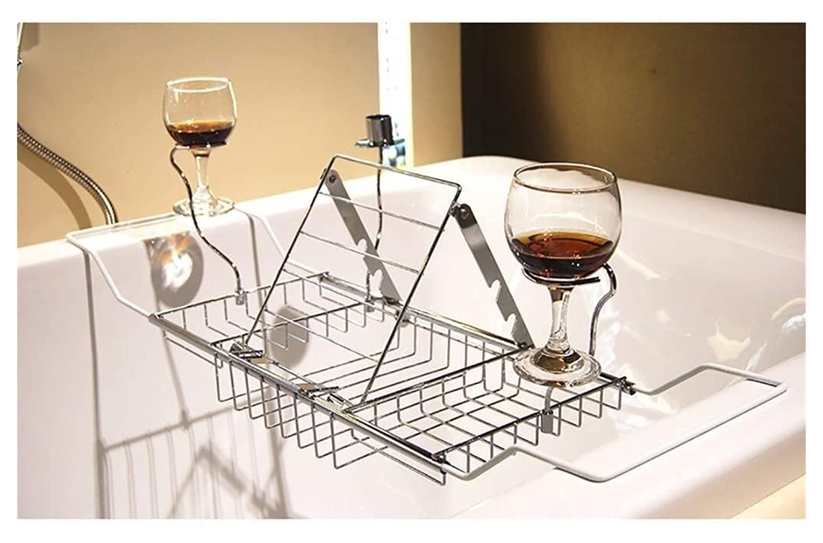 JKJZSALJ Bathroom Tray Bathtub Rack Multifunction Telescopic Rack Reading Frame Bathroom Snack Rack Bathtub Toy Rack Foldable Bathtub Cover Bathtub Tray