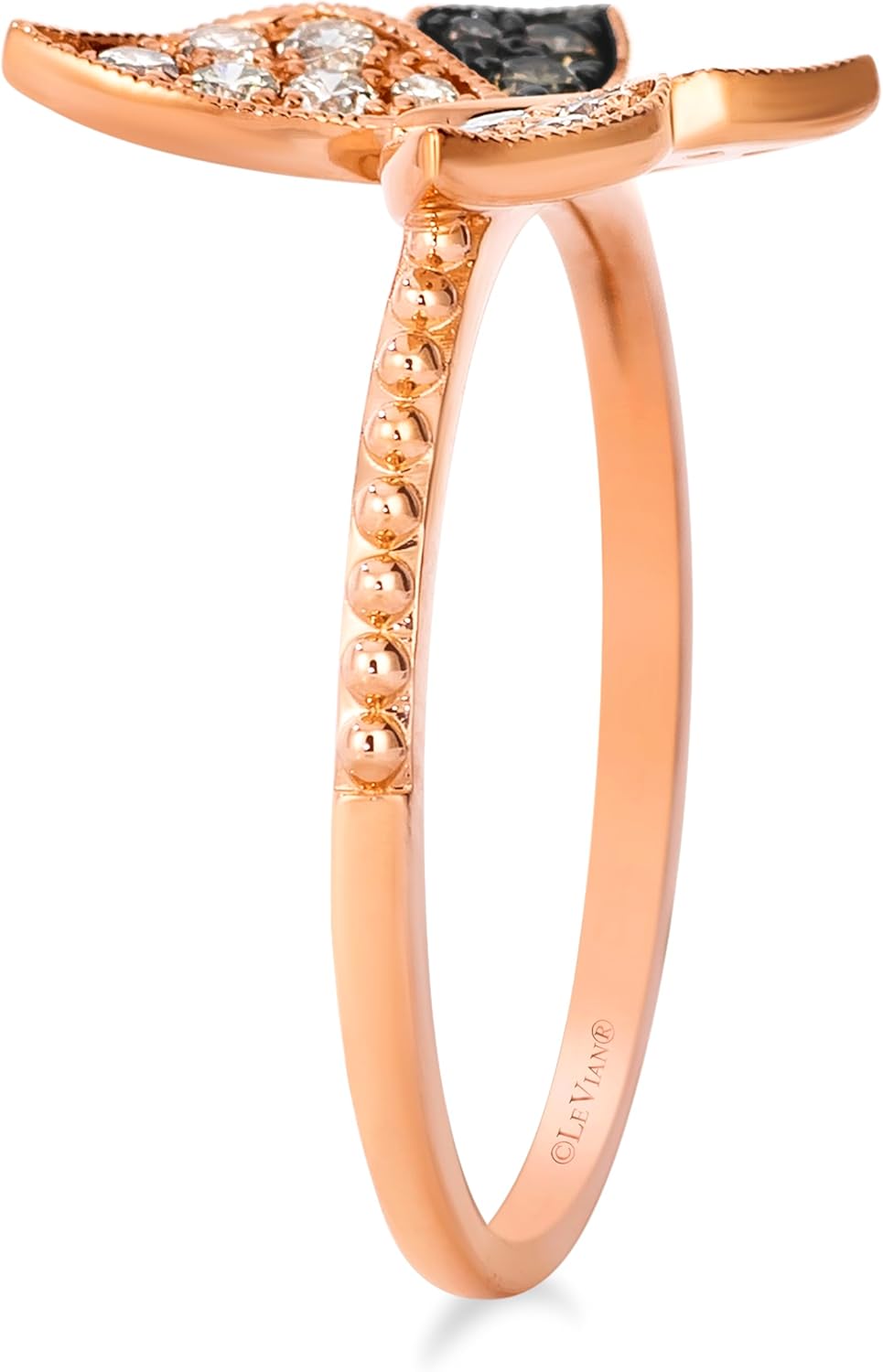 Le Vian 1/3 Carat White and Chocolate Diamond Ring for Women | 14k Rose Gold Pave Statement Ring for Her Elegant Butterfly Shaped (White/Brown 0.29 cttw) Promise Wedding Anniversary Band Size 5 to 8.5