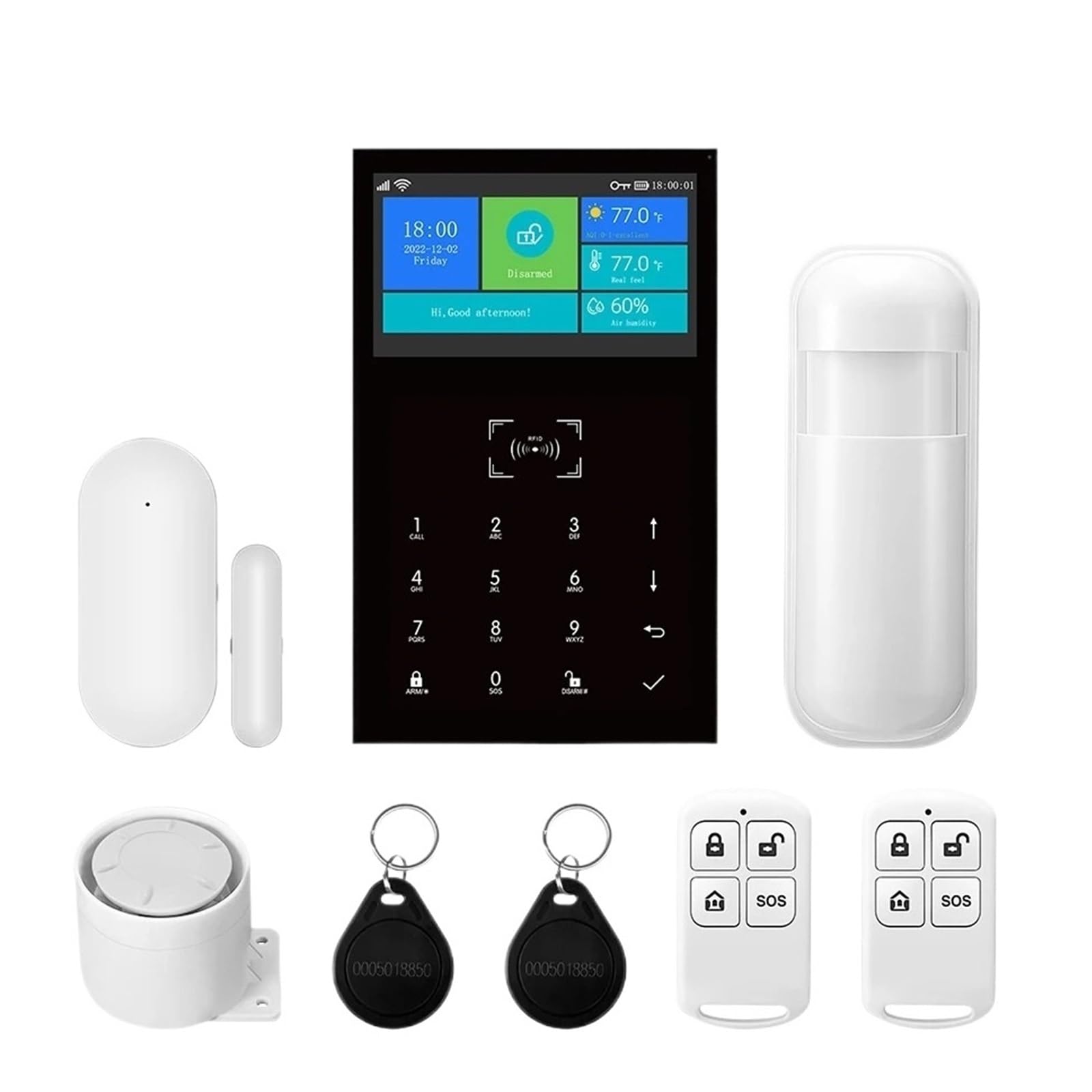 Koesrxnqw A Wifi Smart Home Gsm Larm System Wireless Suitable For Residential Offices Villas Remote Monitoring(A)