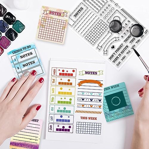 INFUNLY Stamps and Dies for Card Making Cutting Die and Stamps for Journalism Weekly Plan Silicone Clear Stamp and Die Set Silicone Planner Stamps for DIY Scrapbooking Journal Making Supplies - Image 3