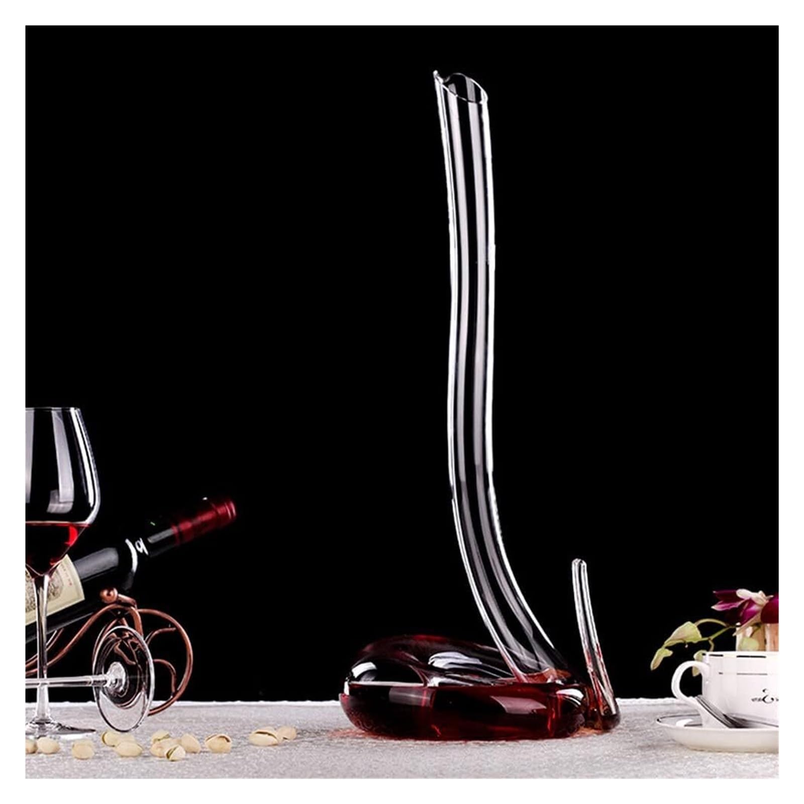 Decanter per vino rosso, Decanter in vetro da vino rosso in cristallo soffiato a bocca da 600 ml, caraffa in stile serpente, bottiglia d'acqua con champagne, regalo di nozze