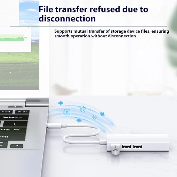 USB C/a RJ45 Networking Adapter with 3 USB2.0 Port Wide Compatibility for Desktop Laptop Tablets C/a to Ethernet and Expansion