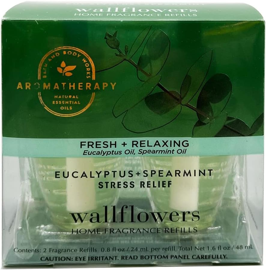 Bath and Body Works Aromatherapy Wallflowers 1-Pack Refills, Eucalyptus Spearmint, 1.6 Fl Oz Total