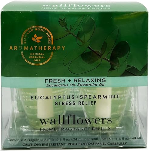 Bath and Body Works Aromaterapia Wallflowers - Paquete de 1 repuestos, eucalipto menta verde, 1.6 onzas líquidas en total