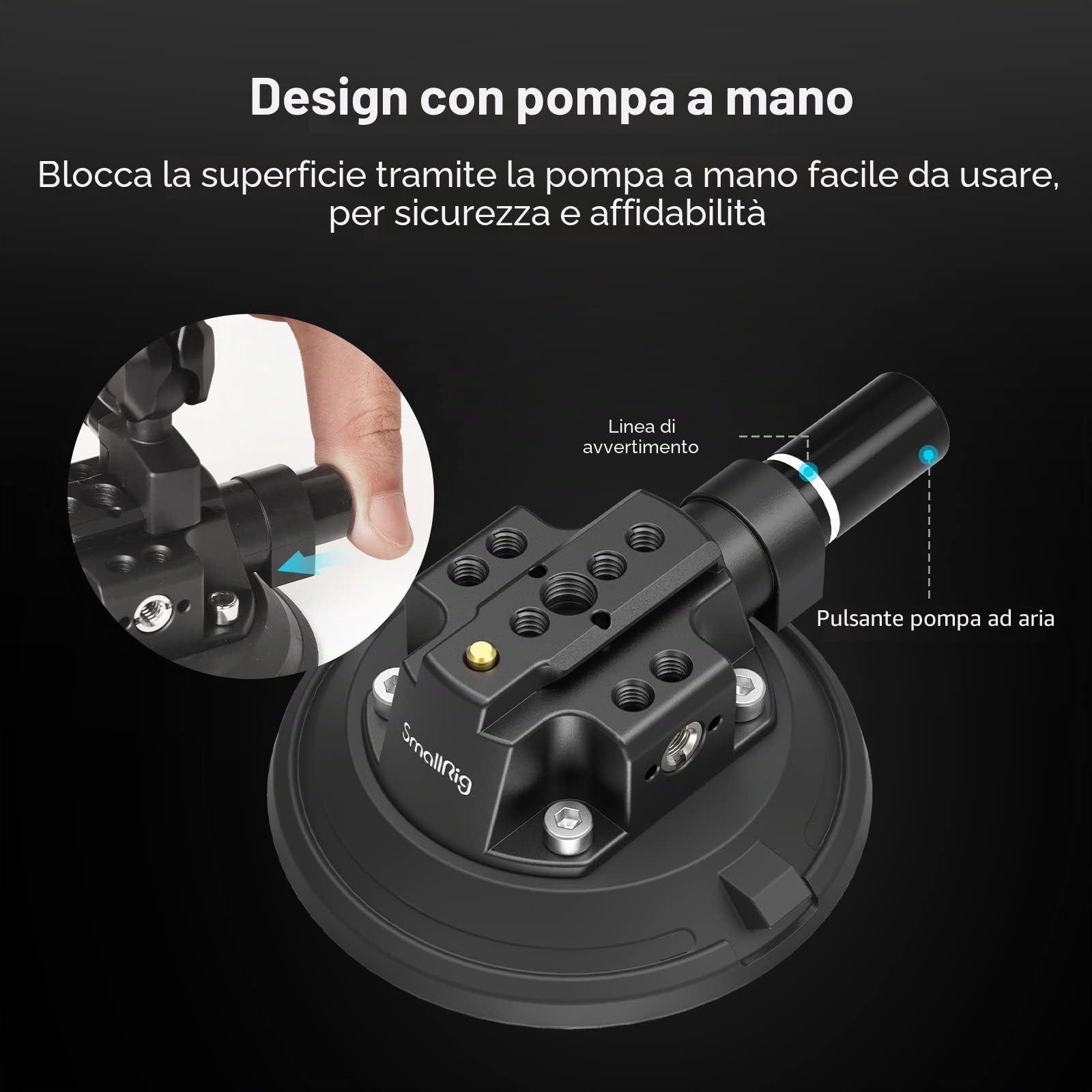 SMALLRIG Supporto per Fotocamera a Ventosa da 4'', Supporto per Auto per Fotocamere/Smartphone su Auto/Superfici Pulite e Lisce, Carico Massimo di 2 kg per Velocità Fino a 80 km/h (50 mph) - 4122B