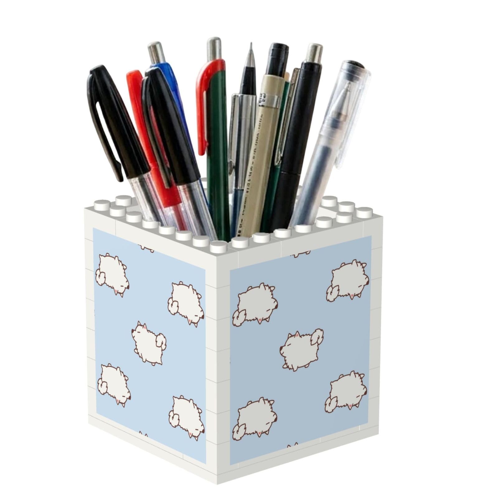 Poadnly Cute Samoyed Dogs Walking Pattern, Pen Pot Pencil Holder for Office Home School, Compact Desk Organiser for Office Stationery