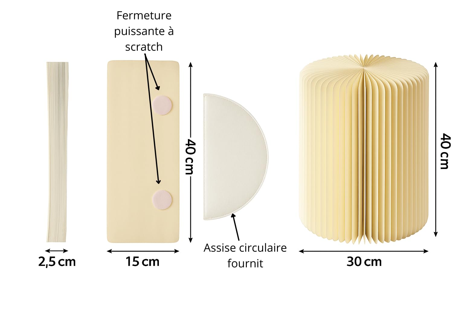 Tabouret Pliable en Carton Rigide – Gain de Place – Table basse ou assise d’appoint – Table de chevet – Facile à fermer – Compact, stable et élégant – Idéal salon, chambre, bureau, décoration – 40 cm